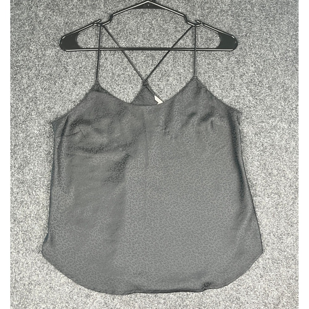 Victoria's Secret Black Leopard Satin Cami Strappy Back Tank Top Small - Picture 1 of 5